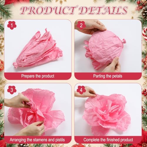Giegxin 14 Pcs Giant Flower for Christmas Tree Decoration Pink Orange White - Image 4