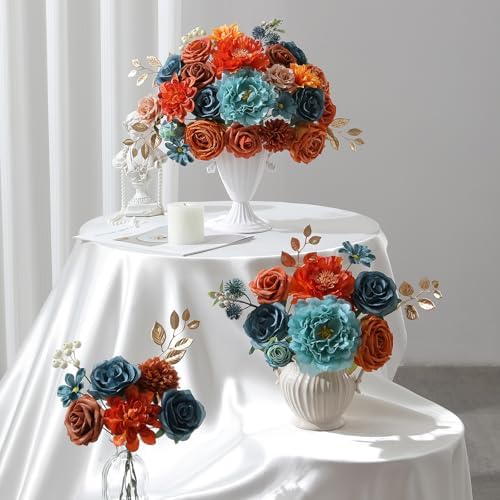 Floweroyal Artificial Flowers Fake Rose Flowers Dahlia with Stems for DIY Wedding Bridal Bouquets, Baby Shower, Floral Arrangement, Table Centerpieces, Home Decorations - Image 3