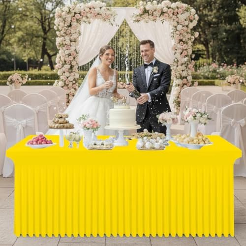 Smiry 2 Pack Spandex Elastic Fitted Table Cloth Skirt for 8FT Table - Image 5