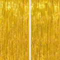 DECOCKRAT 2 Pack Foil Fringe Backdrop - Laser Gold Shiny Tinsel Curtains for Party Decoration/Photo Booth Props - 3.3x6.6 FT Metallic Foil Backdrop for Birthday, Wedding, Graduation, Christmas. by DECOCKRAT