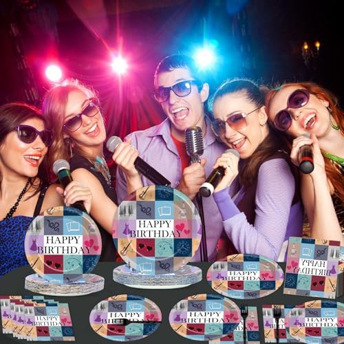 96Pcs Music star Party Plates and Napkins for Popular Birthday Table Supplies Singer Themed Paper Dessert Plates Music Fan Tableware Set for Kids Boys 24 Guests Birthday Party Decorations - Image 6