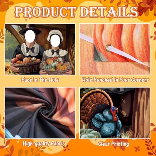 Lunmon 6x4 ft Halloween Backdrop Thanksgiving Face Cutout Holes - Image 3