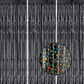 DECOCKRAT 3 Pack Foil Fringe Backdrop - Laser Black Shiny Tinsel Curtains for Party Decoration/Photo Booth Props - 3.3x8.2 FT Metallic Foil Backdrop for Birthday, Wedding, Graduation, Christmas. by DECOCKRAT