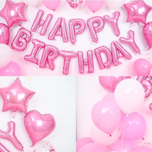 Pink White Birthday Decorations for Girls Pink and White Birthday Balloon - Image 5