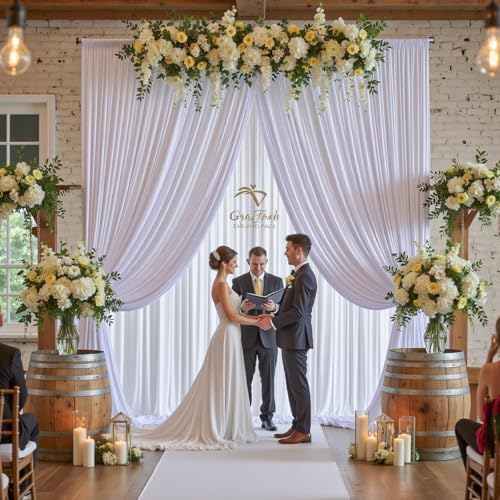 50ftx10ft Wrinkle Free White Backdrop Curtain for Party Background, 10 Panels Silky Polyester Photo Backdrop Drapes Back Drop Cloth for Wedding Birthday Photography Baby Shower Photoshoot Decor - Image 6