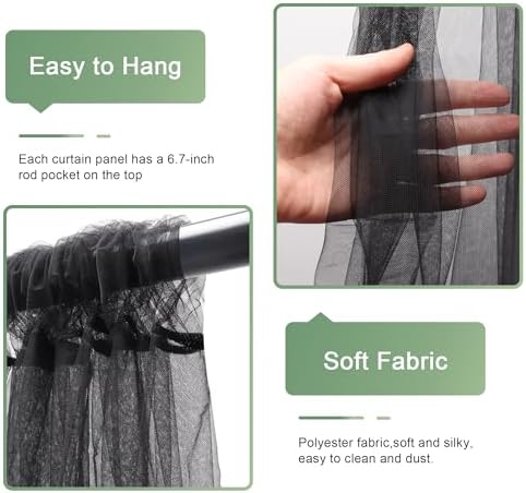 Tulle Backdrop Curtain with Lights 10x10FT Black Sheer Curtains - Image 4