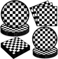 Oigco 60 PCS Race Car Birthday Party Decorations, Checkered Flag Plates and Napkins for Cars Birthday Decorations, Serves 20 by Oigco