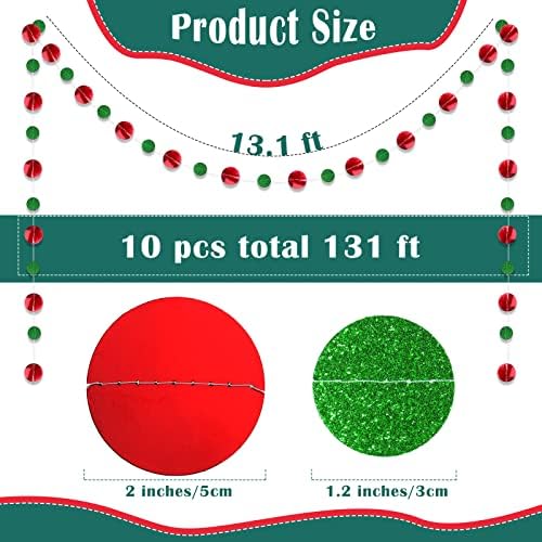 Outus 10 Pieces Red, Green Round Dots Garland Party Hanging Decor - Image 2