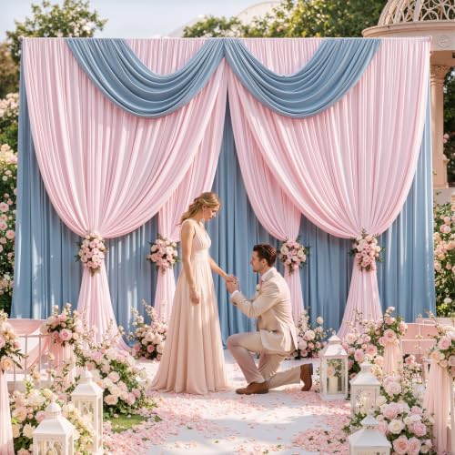 20x12 ft Light Pink Backdrop Curtains for Weddings, Birthdays and Photos - Image 2
