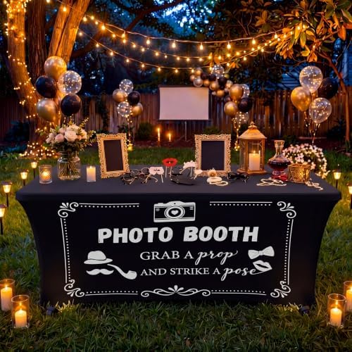 Frienda 6ft Photo Booth Table Cloth Black Photobooth Stretch Table Covers - Image 6