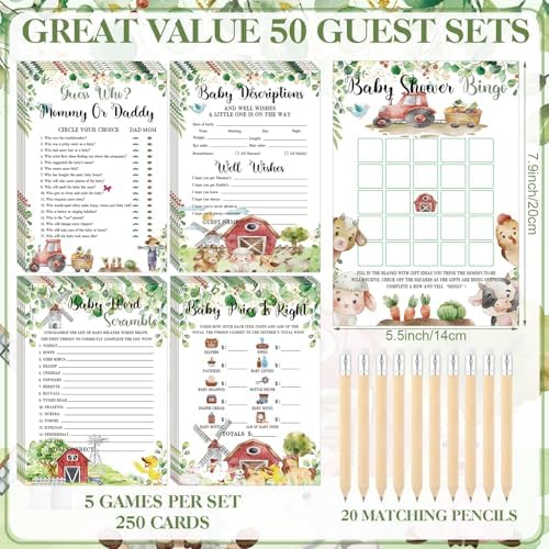 Patelai 321 Pcs Baby Shower Games Supplies, Farm Animal - Image 2