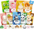 36 Pack Cute Animal Kids Face Mask, Sheet Collagen Moisturizing Face Mask by KONEUK