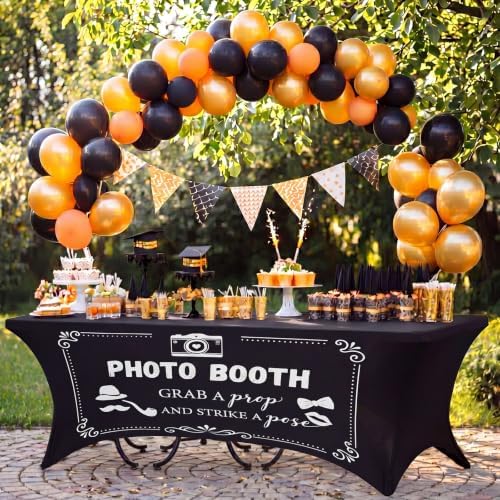 Frienda 6ft Photo Booth Table Cloth Black Photobooth Stretch Table Covers - Image 2