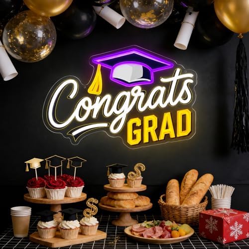 Congrats Grad Neon Sign Dimmable LED Graduation Party Wall Decor - Image 4