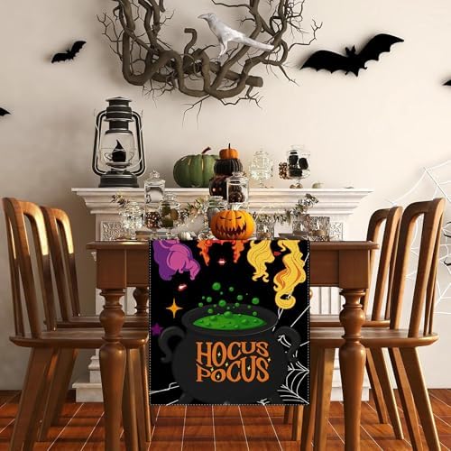 Halloween Table Runner, Halloween Hocus Pocus Three Sisters Table Runner - Image 3