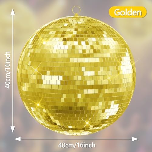 Gold Disco Ball Mirror Ball 16 inch for Party Decor, Hanging Disco Balls Decoration for Wedding, Events, Disco Party, Home Decorations, Dance Floor and Celebrations - Image 2