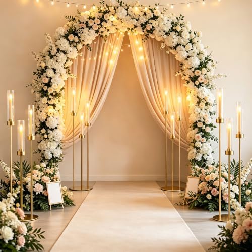 34in 4PCS Gold 3-Arm Candelabra Wedding Centerpieces for Tables - Image 3