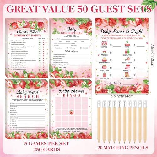 Patelai 321 Pcs Baby Shower Games Supplies, Strawberry - Image 4
