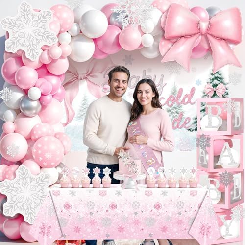Kriyokiaa Baby Its Cold Outside Baby Shower Decorations, Pink Winter - Image 4