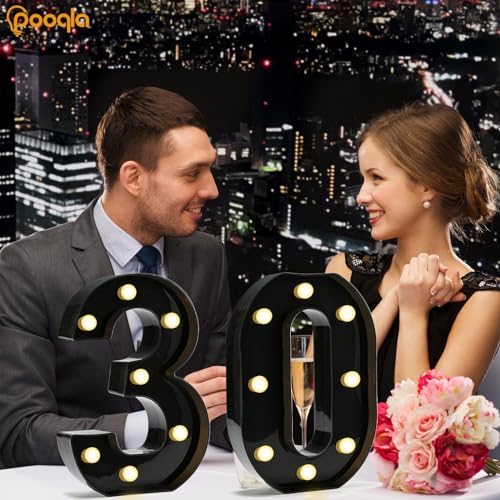Pooqla Black Light Up Numbers, 30th Birthday Decorations for Men - Image 2