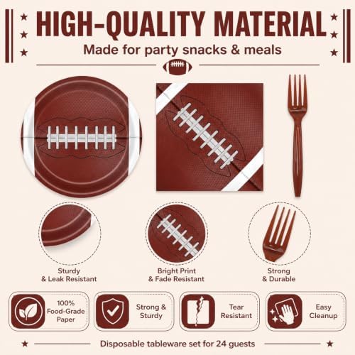 72 Pcs Football Plates Napkins and Forks Set, 7 Inch, Serves 24 Guests - Image 3