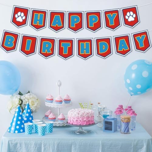 Cartoon Dog Paw Happy Birthday Banner- Cute Birthday Decorations for Boys, Cartoon Themed Happy Birthday Sign for Boys 1st 2nd 3rd Party Baby Shower - Image 6