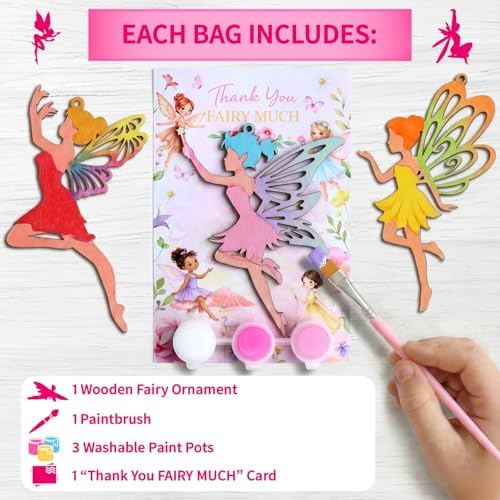 12 Pack Fairy Party Favors for Girls - Individually Wrapped DIY Wooden Painting Kits, Fairy First Birthday Decorations, Goodie Bag Stuffers, Creative Crafts & Gifts - Image 2