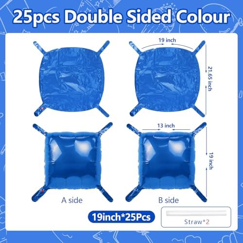 NISOCY 25PCS Metallic Blue Square Foil Balloons Wall Backdrop - Image 2
