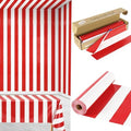 100FT x 54IN Carnival Red & White Striped Tablecloth Roll with Cutter Box by COSINIA