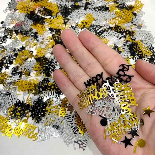 Black Gold Birthday Confetti Star Circles Shape Table Scatters Confetti for Birthday Decorations Party Supplies Sets - Image 4