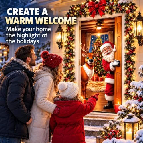 Christmas Door Cover Decorations Banner for Front Door Reindeer and Santa - Image 3