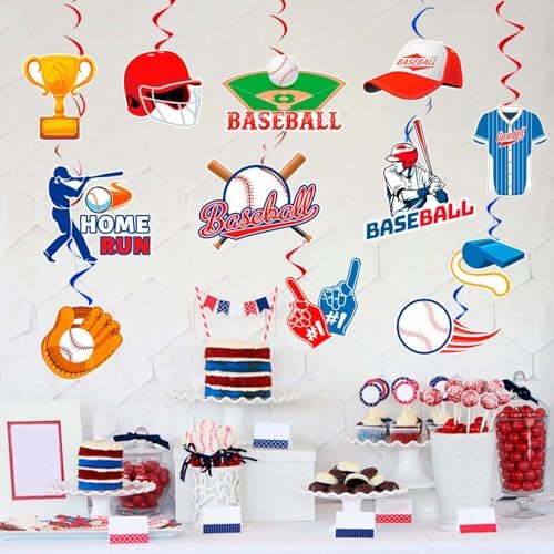 Baseball Hanging Swirls Decorations, 33 Pcs Baseball Hanging Spirals/Baseball Party Hanging Decorations Spirals for Baseball Birthday Decorations & Baseball Party Decorations - Image 4
