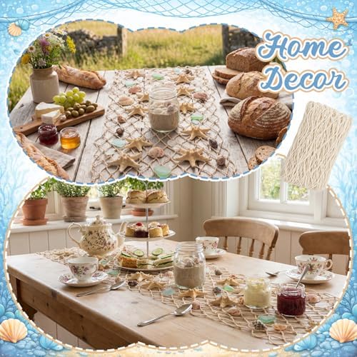 SATINIOR 12 Pcs 12 x 108'' Fishing Net Table Runner Party Decor, Natural - Image 5