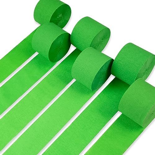 PartyWoo Crepe Paper Streamers 6 Rolls 492ft, Pack of Light Green Streamers Party Decorations, Crepe Paper for Birthday Decorations, Party Decorations, Baby Shower Decorations (1.8 In x 82 Ft/Roll) by PartyWoo