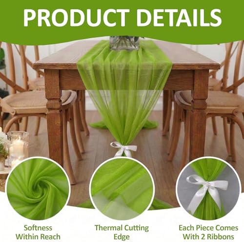 Pack of 25 Chiffon Table Runners 29 x 120 Inch, 14FT Long - Parrot Green - Image 5
