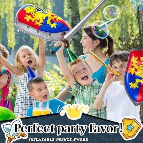 Poen 4 Pcs Inflatable Sword and Shield Medieval Knight Party,Lion - Image 6