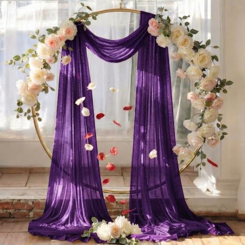 Pack of 1 Wedding Arch Drape Panel Fabric 30" x 30ft - Cadbury Purple - Image 6