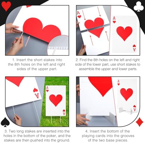 Reallnaive 4 Sets Casino Party Decor 4 A Poker Yard Sign and Runway Carpet - Image 5