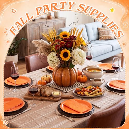 120 Pcs Fall Orange Paper Plates and Napkins,7in Disposable Plates - Image 5