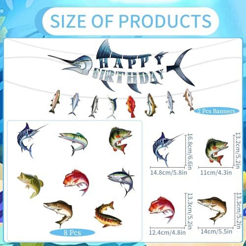 Fishing Birthday Party Banners Hanging Swirls Decorations 10PCS - Image 2