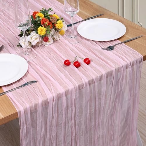 1 Pack Cheesecloth Table Runner 10Ft Christmas Gauze Boho Table Runners for Wedding Decor Bridal Shower Decorations Baby Shower Party(35" x 120") by Home