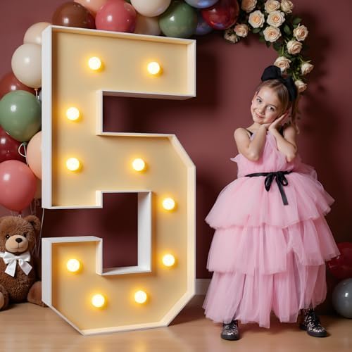 imprsv 4FT Marquee Numbers, Large Light Up Numbers 5 for 5th Birthday Decor by Letsmakeitimpressive