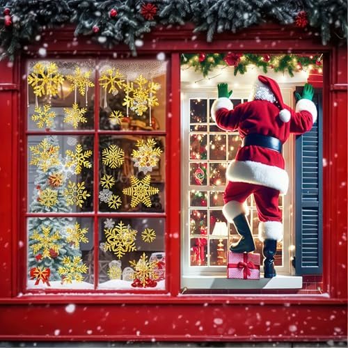 BlissYard Santa Claus Climbing Christmas Window Banner 31x47 - Image 3