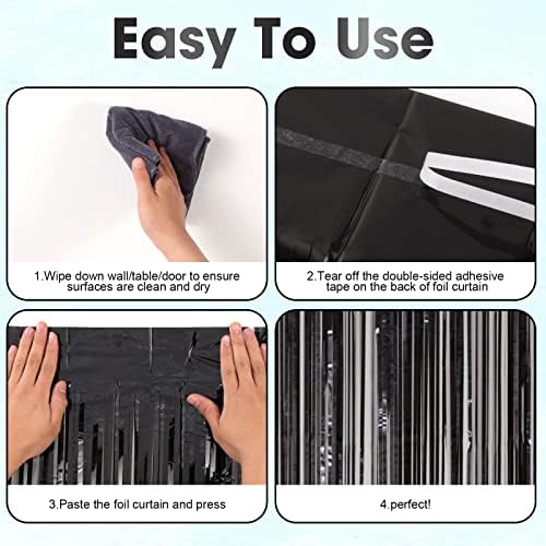 Voircoloria Black Foil Fringe Backdrop Curtains, 3.3x8.2ft, 3 Pack - Image 4