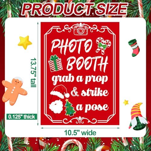 Briwooody Christmas Photo Booth Sign with Stand Retro Background Table - Image 2