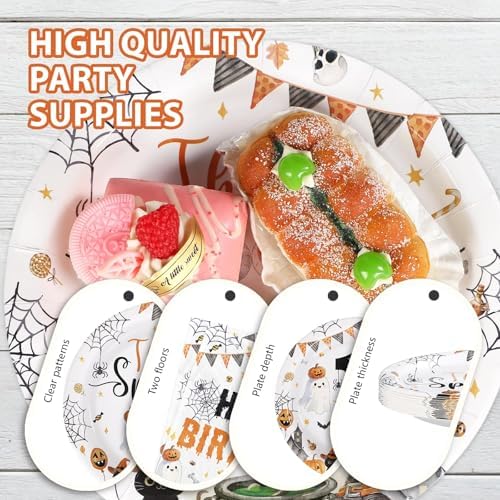 Grencian 96Pcs Halloween Ghost 1st Birthday Party Supplies，Serves 24 - Image 6