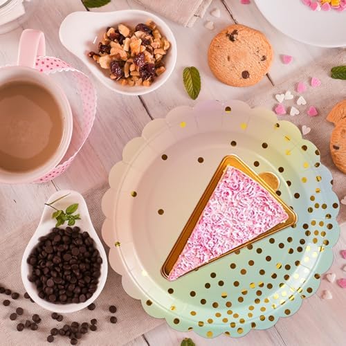 50PCS Colored Paper Plates and Napkins Set - Colourful and Gold Dot Disposable Party Tableware Dinnerware Set Party Supplies Decorations for Birthdays, Baby Shower, Weddings and Holidays - Image 2