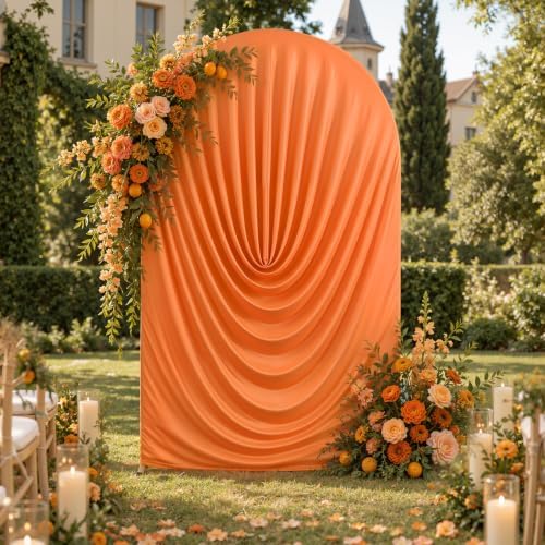7.2FT Orange Draped Arch Cover, Ruched Ripple Arch Backdrop Cover by Unknown