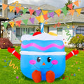 4.3Ft Cute Inflatable Cake Outdoor Decoration, Mirthful Cake Doll with Arm & Leg Blow Up Birthday Party Event Indoor Garden Lawn Yard Inflatables Decor, Blue by inflatablesoutdoordecoration
