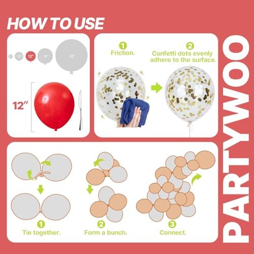 PartyWoo Red and Black Balloons 66pcs 12 Inch Black Red White Balloons - Image 5